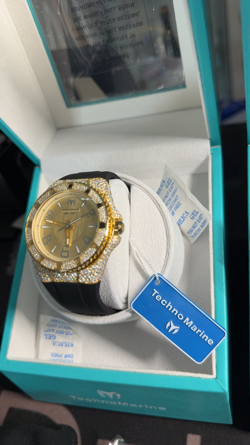 NEW TechnoMarine Full Moissanite Custom Men’s 44mm Japanese Quartz Watch