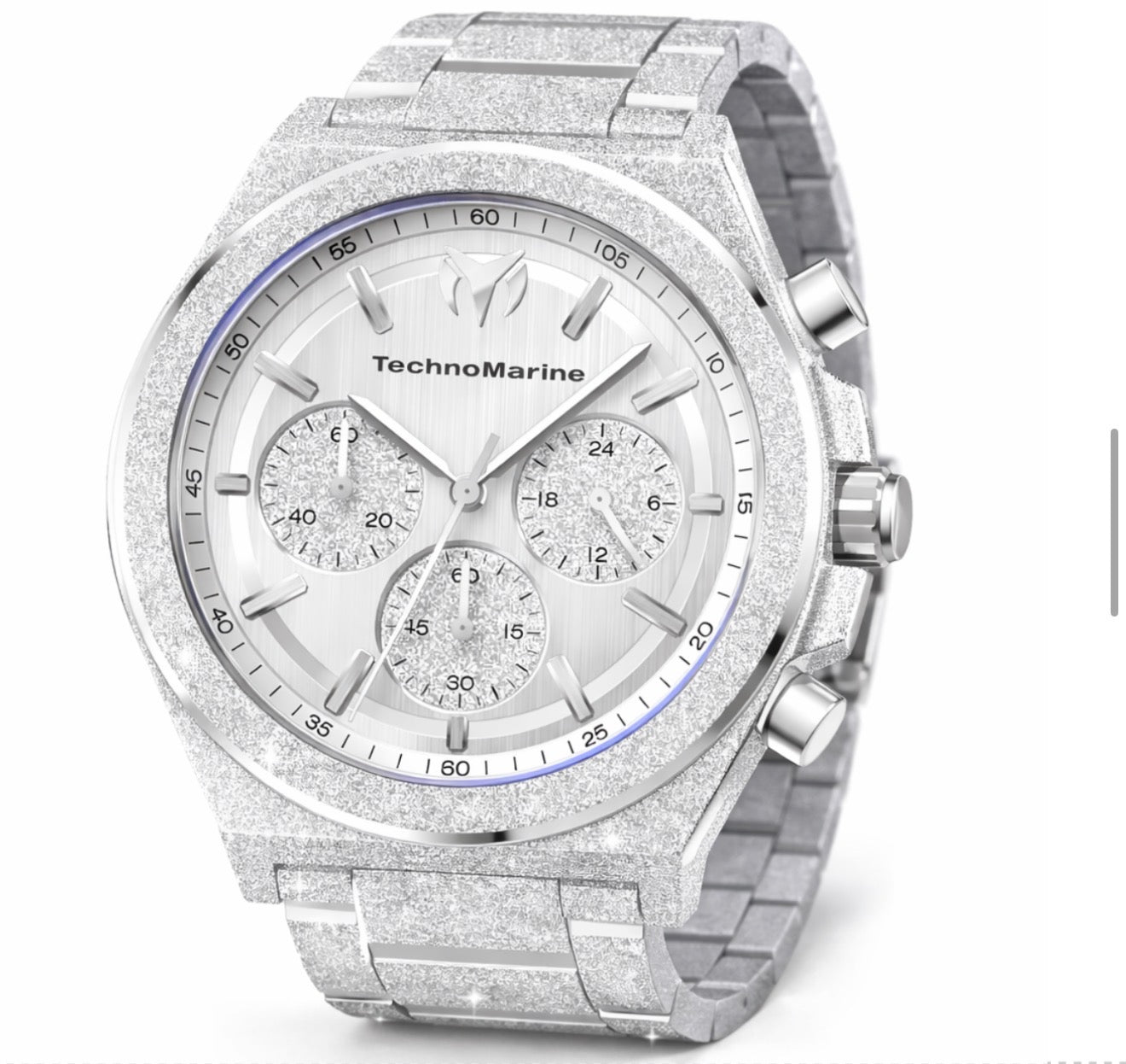 NEW TechnoMarine Ocean Emperor Men's 43mm Chronograph Silver Dial SS 50m Watch