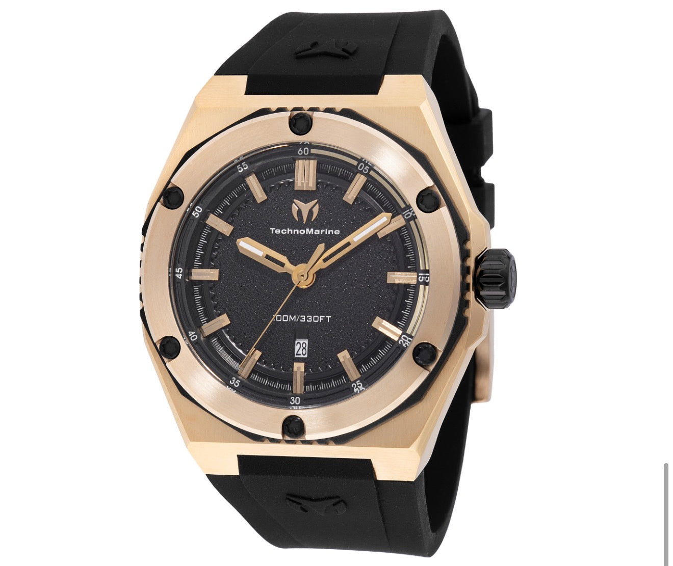 Technomarine Men's TM-416064 CORAL Quartz 3 Hand Black Dial Watch