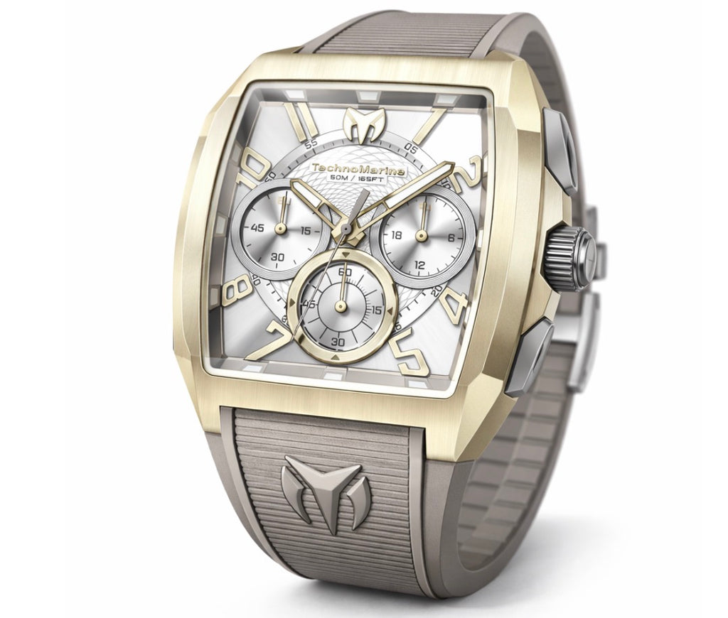 TechnoMarine Aqua Quadrant Men Gold Stainles Steel Grey Ruber  (TM225118)