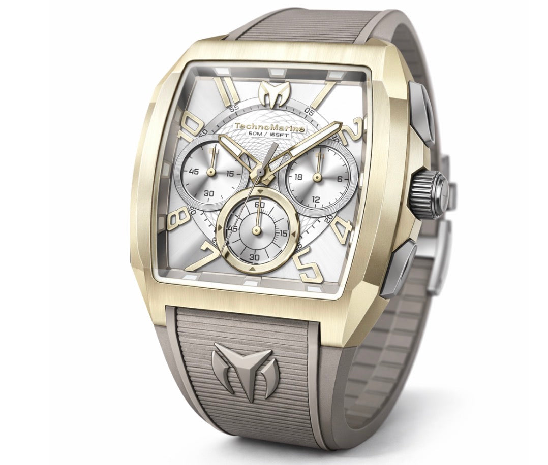 TechnoMarine Aqua Quadrant Men Gold Stainles Steel Grey Ruber  (TM225118)