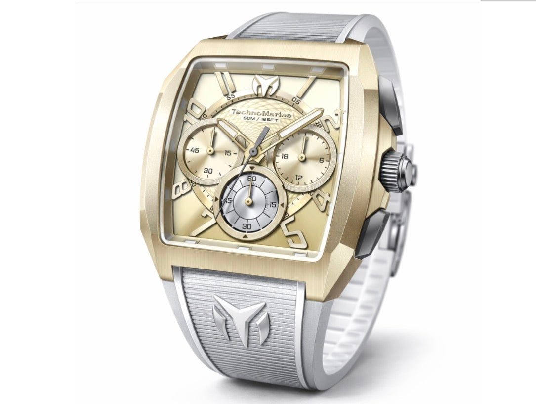 TechnoMarine Aqua Quadrant Men's Gold Stainless Steel White Ruber  (TM225116)