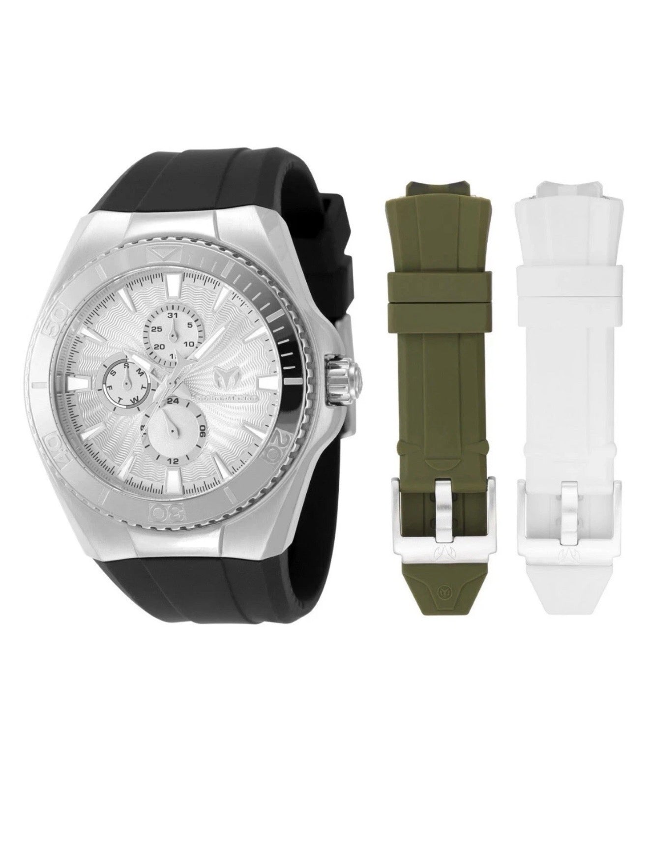 TechnoMarine Unisex TM-124017 Cruise Original 45mm Silver Black Dial w 3 Straps
