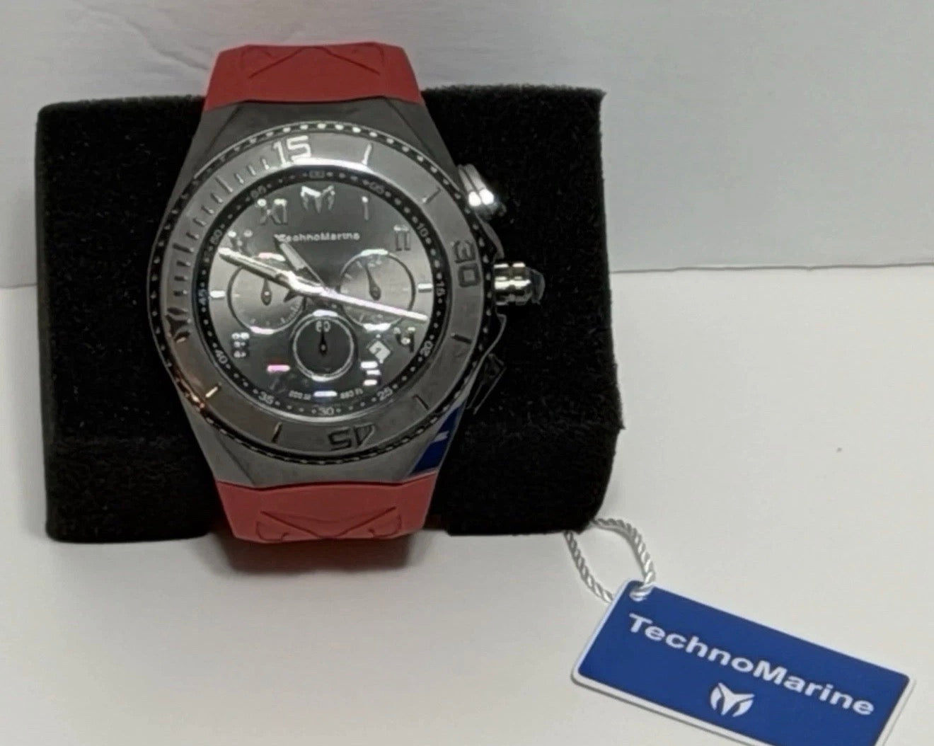 TechnoMarine Manta Men's 48mm Quartz Watch TM-220000 Burgundy Silicone Band New